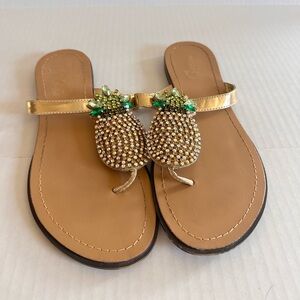 Madeline Stuart pineapple jeweled rhinestone flip flop sandals
